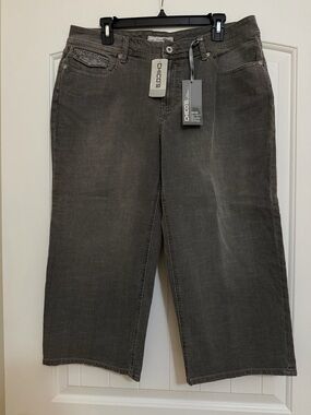 Chico's Women's Cropped Dk. Grey Silver Shine Wide Leg Jeans Sz 2.5R (14R) NWT